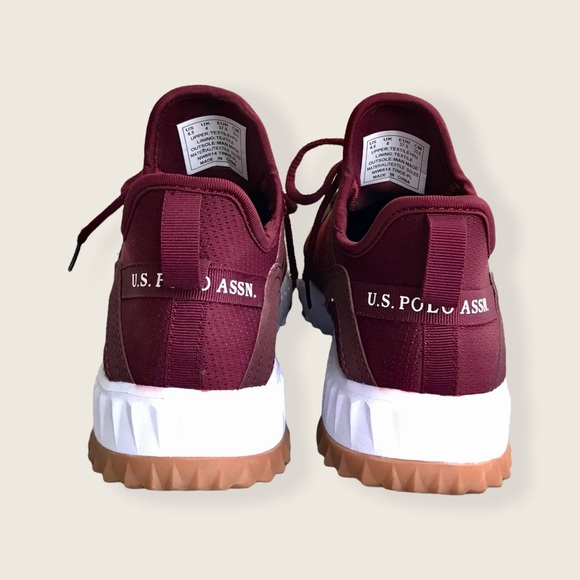 Ralph Lauren U.S. Polo Assn USPA Burgundy Pull On Running Breathable Sneakers - Picture 8 of 10